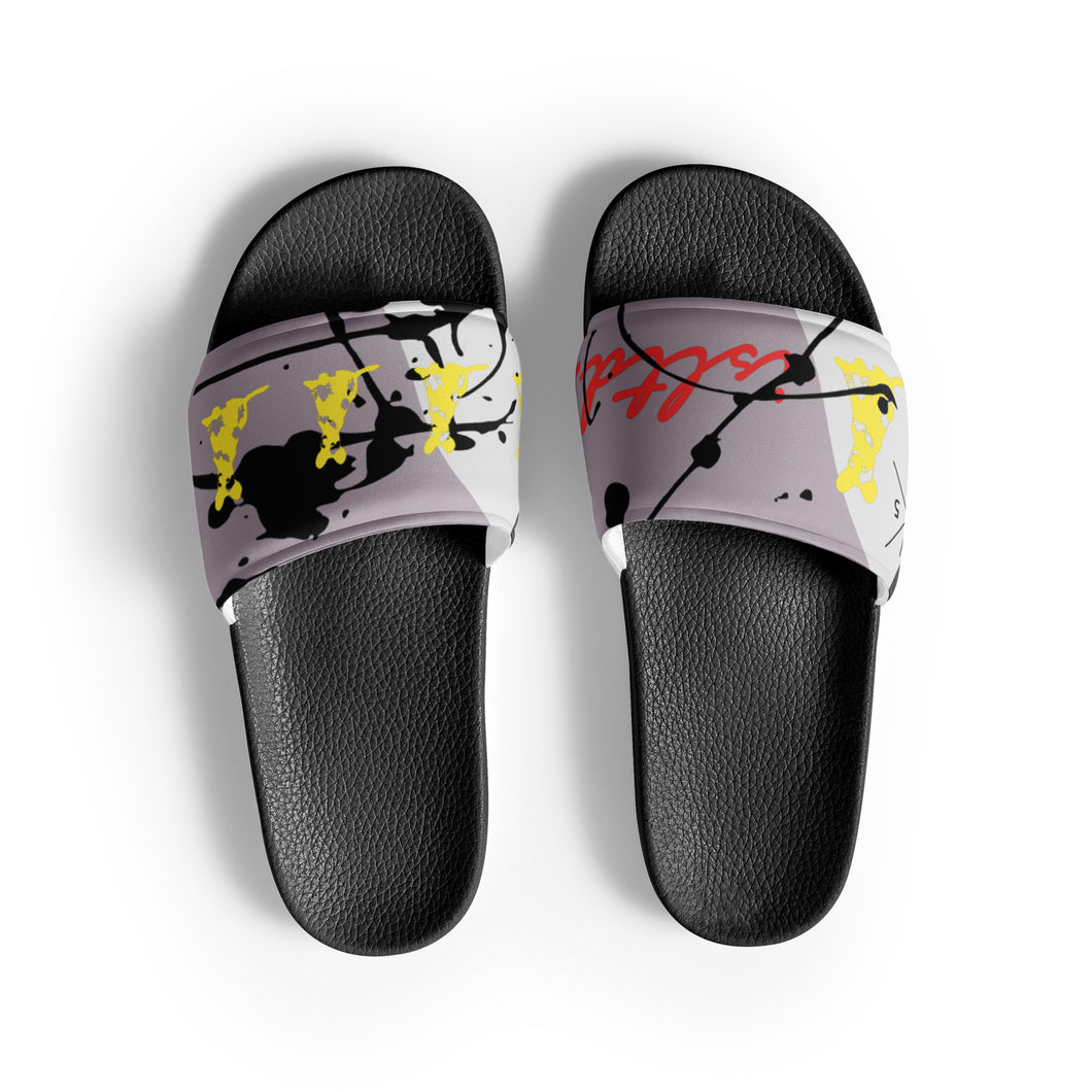 Abstract Splash Men’s slides Grey